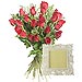 24 Rosas Rojas de tallo largo 60 cm. y Portafotos