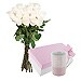 12 Rosas blancas y Juego de dos mugs