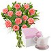 12 Rosas rosas y Juego Tetera t� y yo