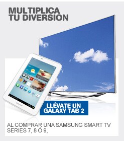 Al comprar un LED Samsung Smart TV de las Series 7, 8 ó 9, conseguirás gratis una Galaxy Tab 2