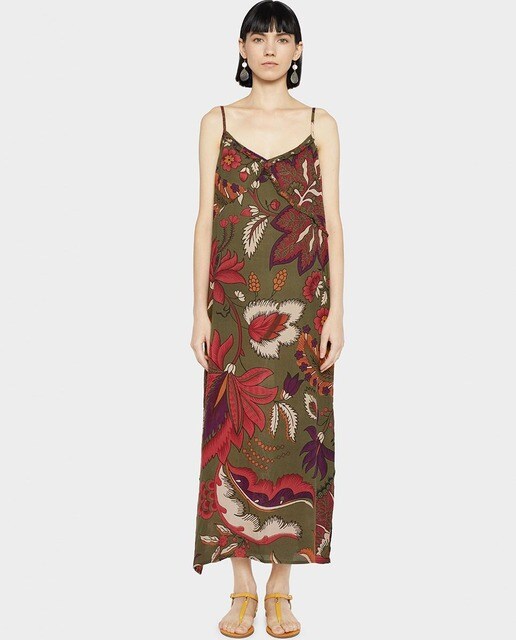 Vestido de mujer Parfois largo en estampado kaki Vestido de mujer Parfois largo en estampado kaki