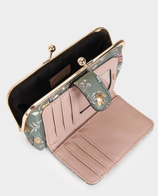 Cartera de mujer Parfois en kaki con estampado floral Cartera de mujer Parfois en kaki con estampado floral