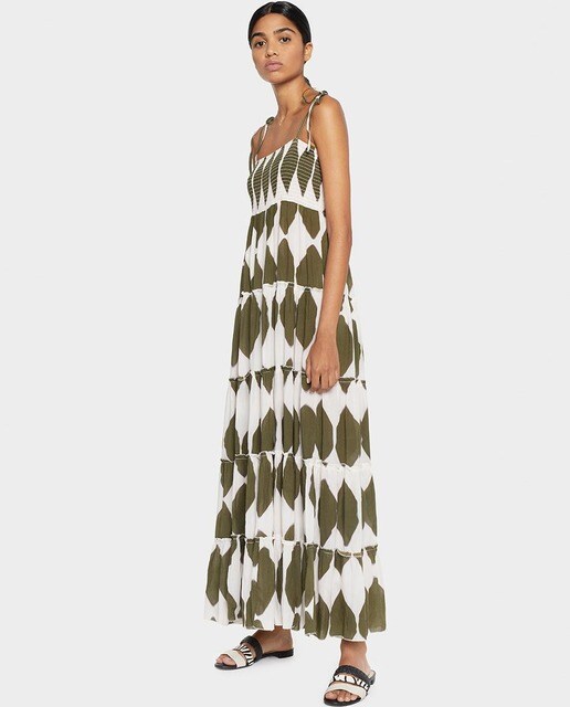 Vestido de mujer Parfois largo con estampado verde Vestido de mujer Parfois largo con estampado verde