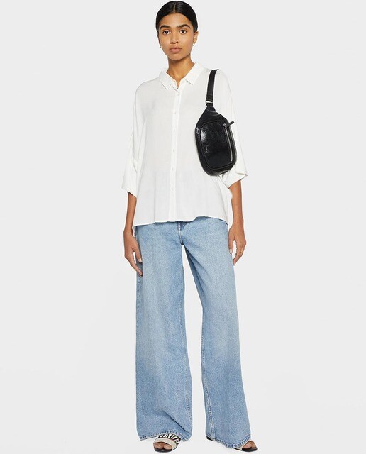 Camisa de mujer Parfois de manga francesa en blanco Camisa de mujer Parfois de manga francesa en blanco