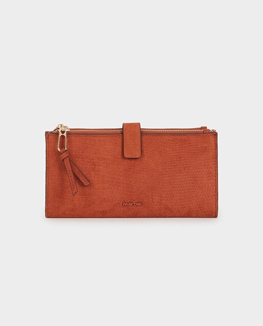 Cartera de mujer Parfois marrón con cierre de cremallera Cartera de mujer Parfois marrón con cierre de cremallera