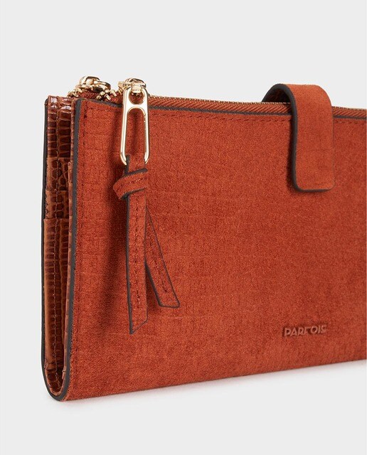 Cartera de mujer Parfois marrón con cierre de cremallera Cartera de mujer Parfois marrón con cierre de cremallera
