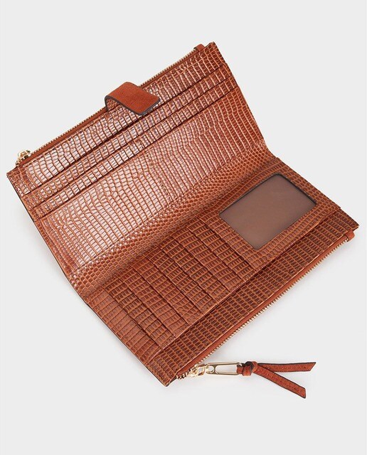 Cartera de mujer Parfois marrón con cierre de cremallera Cartera de mujer Parfois marrón con cierre de cremallera