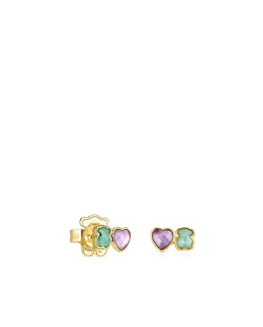 Pendientes Tous Glory de oro vermeil con amazonita y amatista Pendientes Tous Glory de oro vermeil con amazonita y amatista