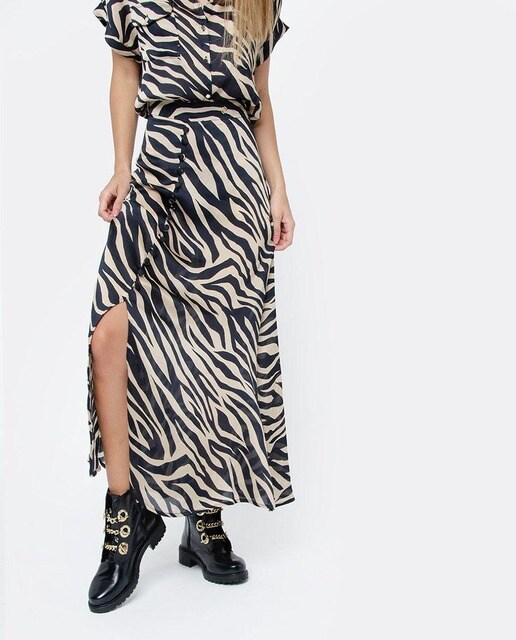 Falda de mujer larga con estampado de zabra Falda de mujer larga con estampado de zabra
