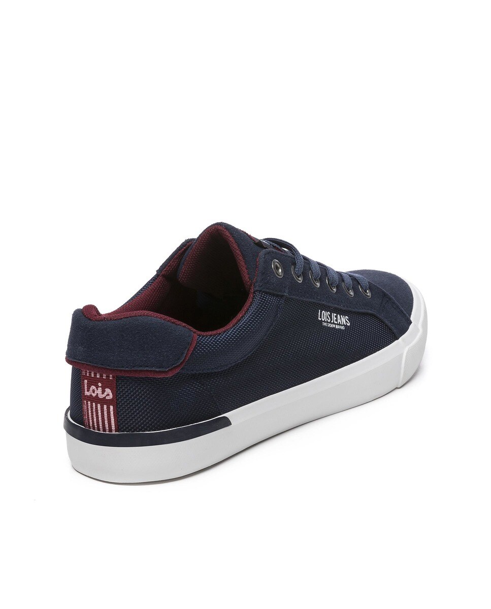 Zapatillas de lona de hombre Lois azul marino con cordones y collarín