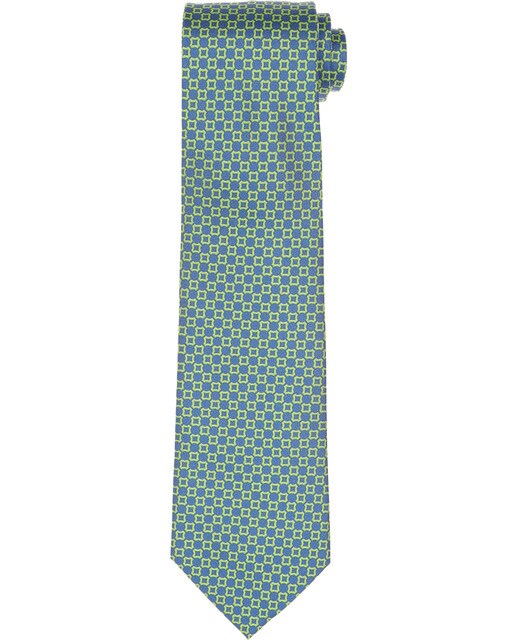 Corbata de seda en color amarilla con estampado de circulos encadenados Corbata de seda en color amarilla con estampado de circulos encadenados