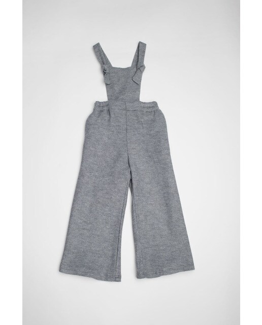 Peto de niña Fina Ejerique gris con cintura engomada Peto de niña Fina Ejerique gris con cintura engomada