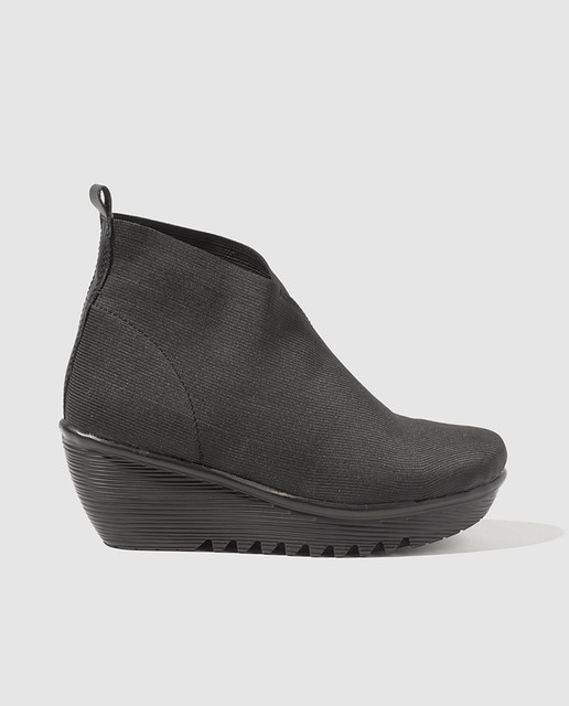 Botines tacón 24 Hrs 25048 mujer piel combinada alta seleccion negro.