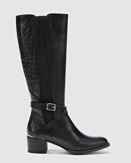 Botas De Tacones De Mujer De Piel Negro Zendra Basic Moda El