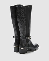 Botas De Tacones De Mujer De Piel Negro Zendra Basic Moda El