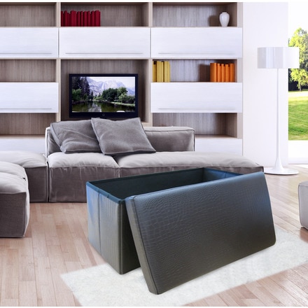 Puf caja almacenaje con tapa símil piel