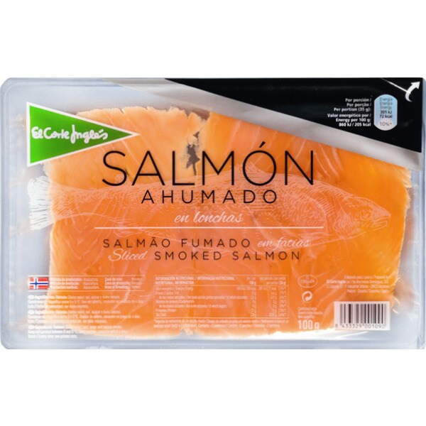EL CORTE INGLES salmón ahumado sobre 100 gTu Supermercado Online de