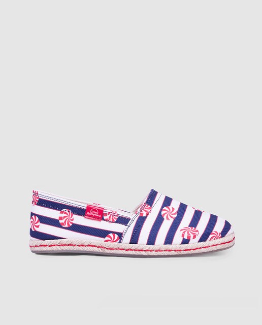 Alpargatas planas de mujer Miss Hamptons a rayas blanc.