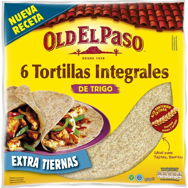 OLD EL PASO tortillas integrales suaves pack 6 unidades envase 350 gTu