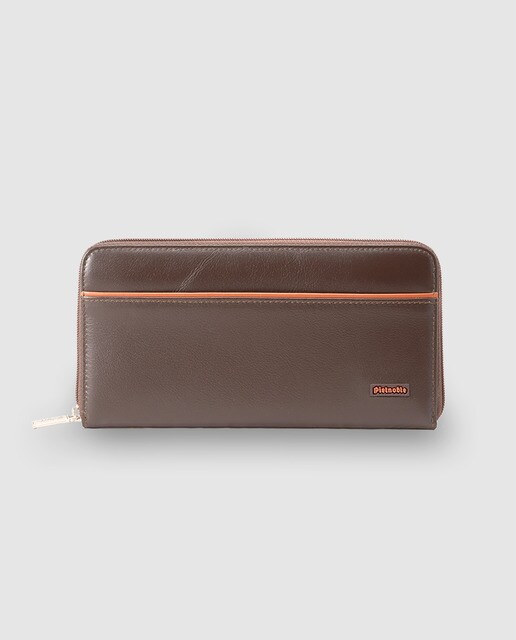 Cartera billetero de piel marrón con filo e interior color cuero Cartera billetero de piel marrón con filo e interior color cuero
