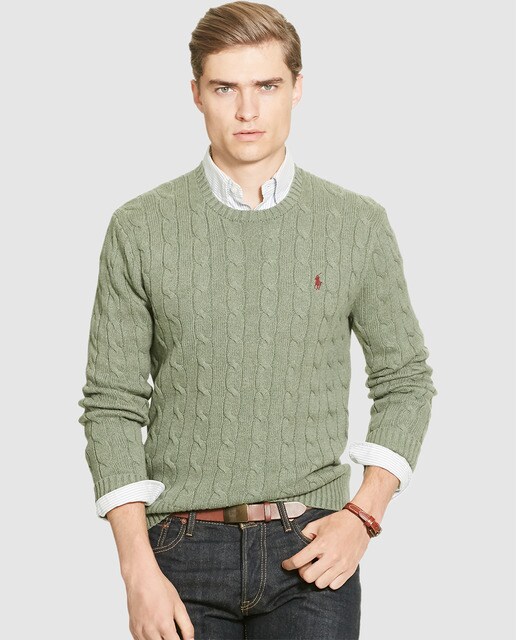 Jersey De Hombre Polo Ralph Lauren Verde Con El Cuello Redondo Polo