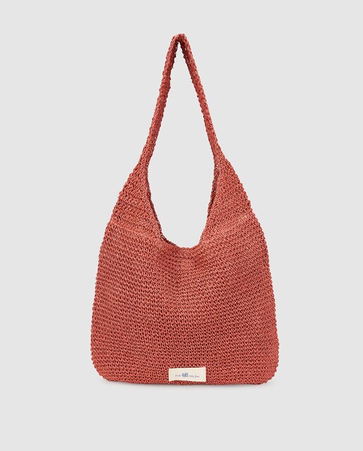 Hobo Flower de rafia en coral con imán