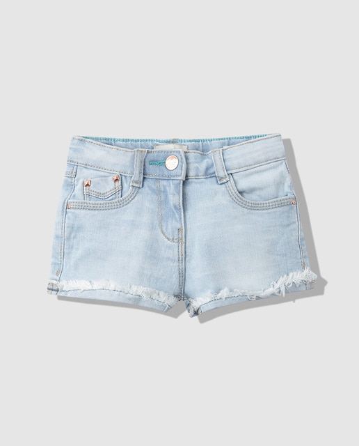 blue jean fringe shorts