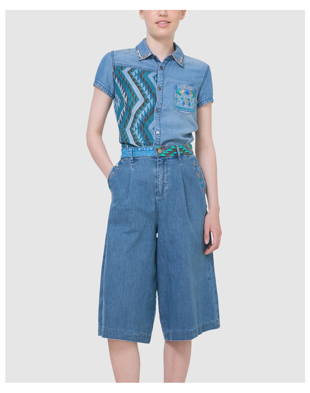 bermuda jean large femme