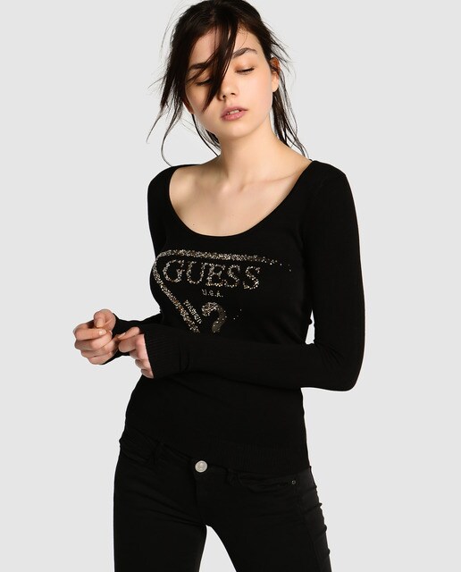 Camiseta de mujer Guess de manga larga con strass · Guess · Moda · El