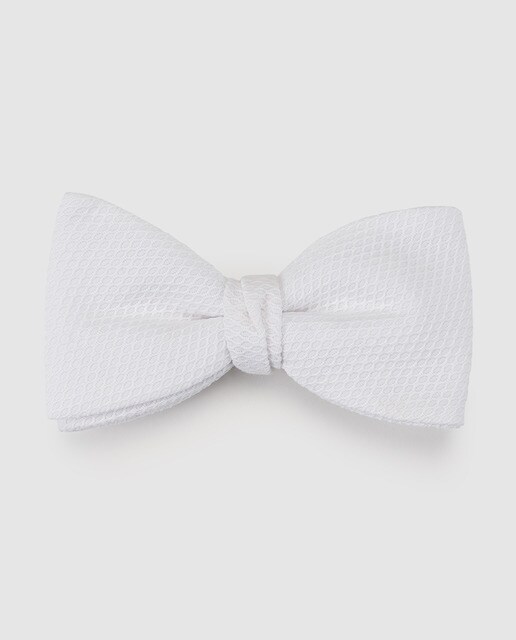 Laço de homem em seda de piqué em cor branca