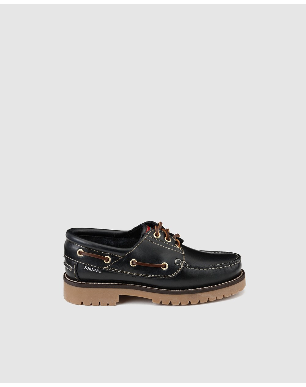 Snipe boys' navy blue leather deck shoes, Navy blue. thumbnail