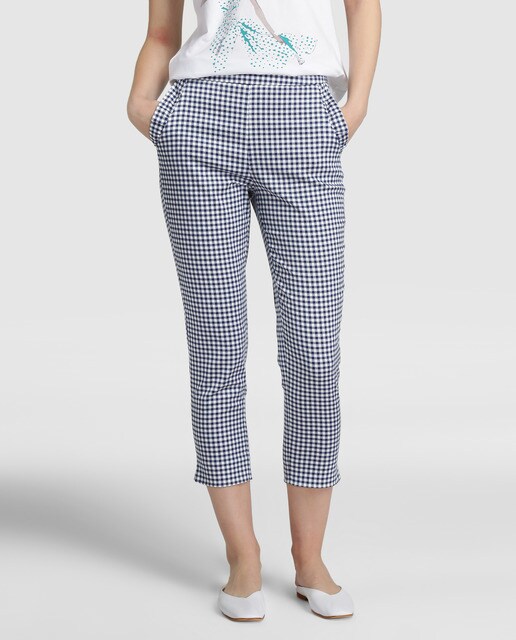 skinny gingham trousers