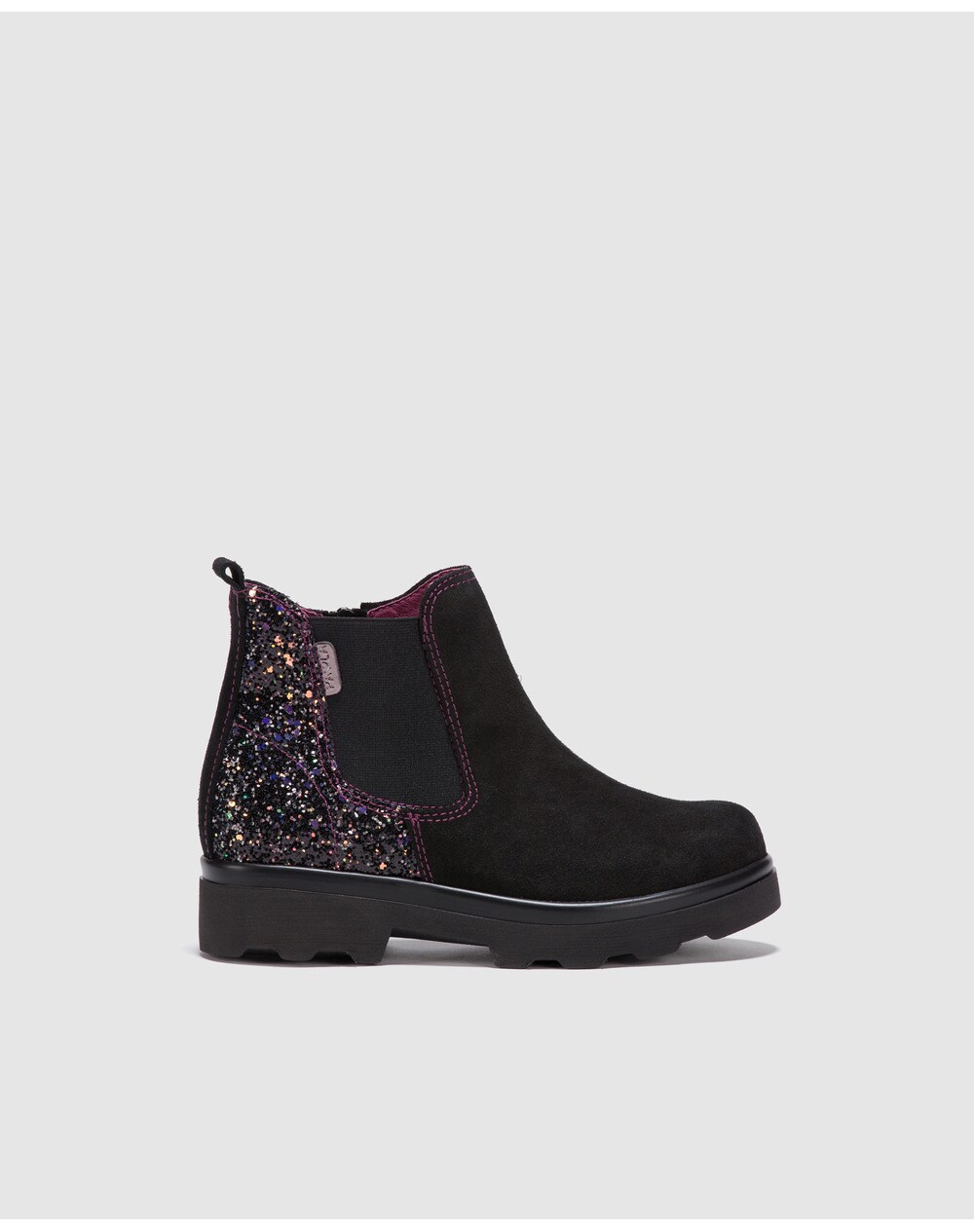 Paola girls' black suede boots with side elastics, Black. thumbnail