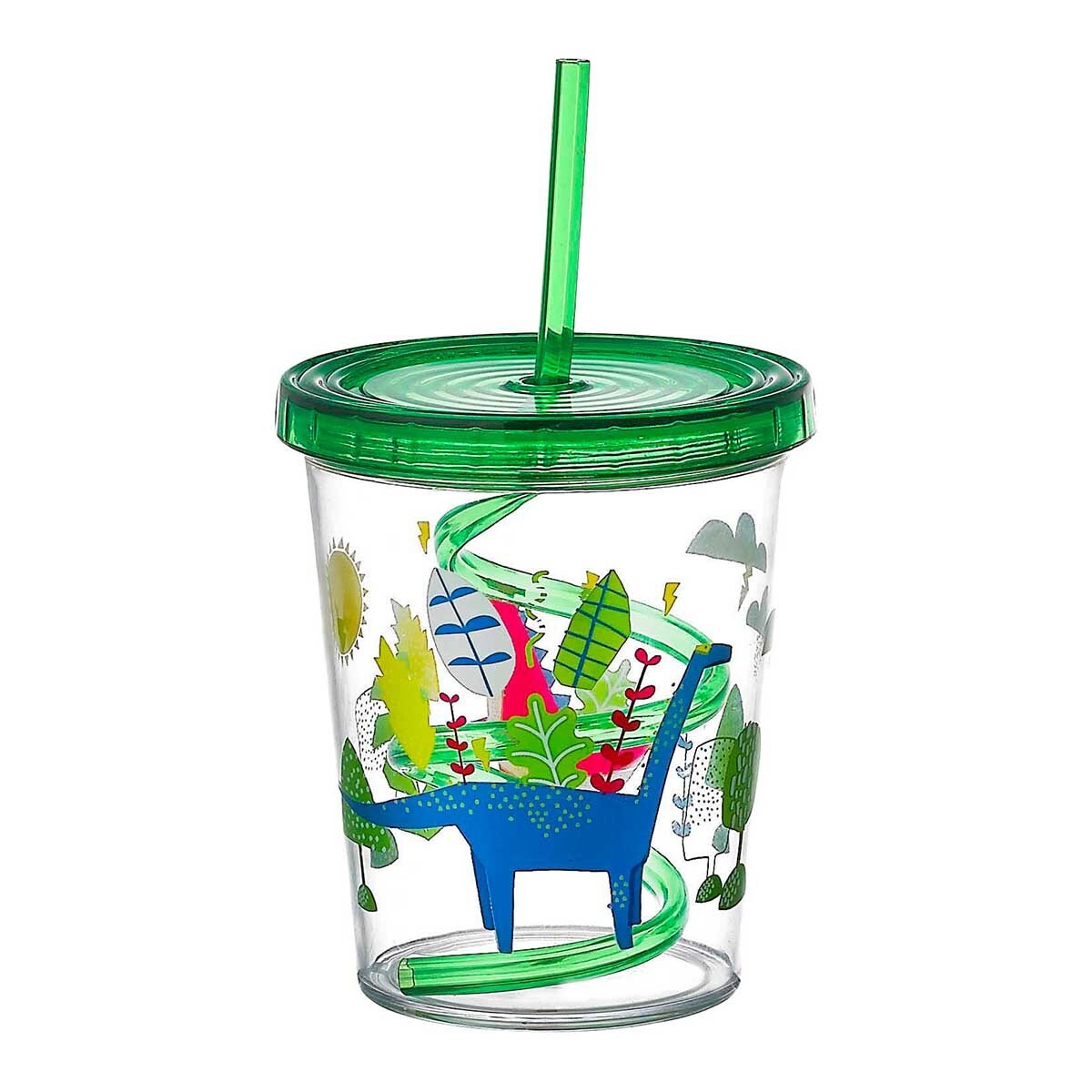 Verre avec paille Dinosaurios