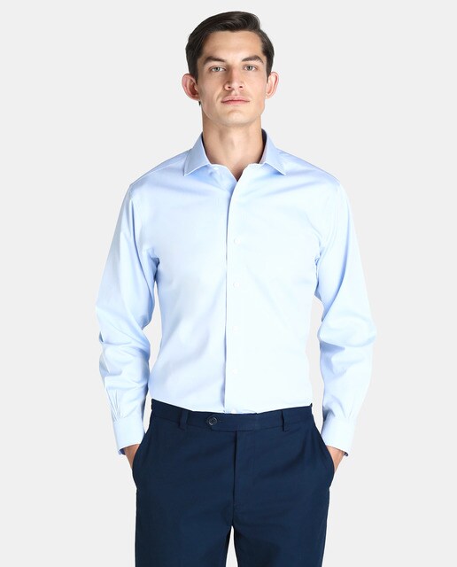 Camisa Regent Non Iron de homem Brooks Brothers corte slim lisa azul