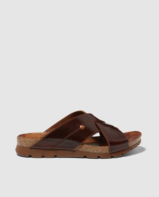 Sandalias de hombre Panama Jack en piel marrón