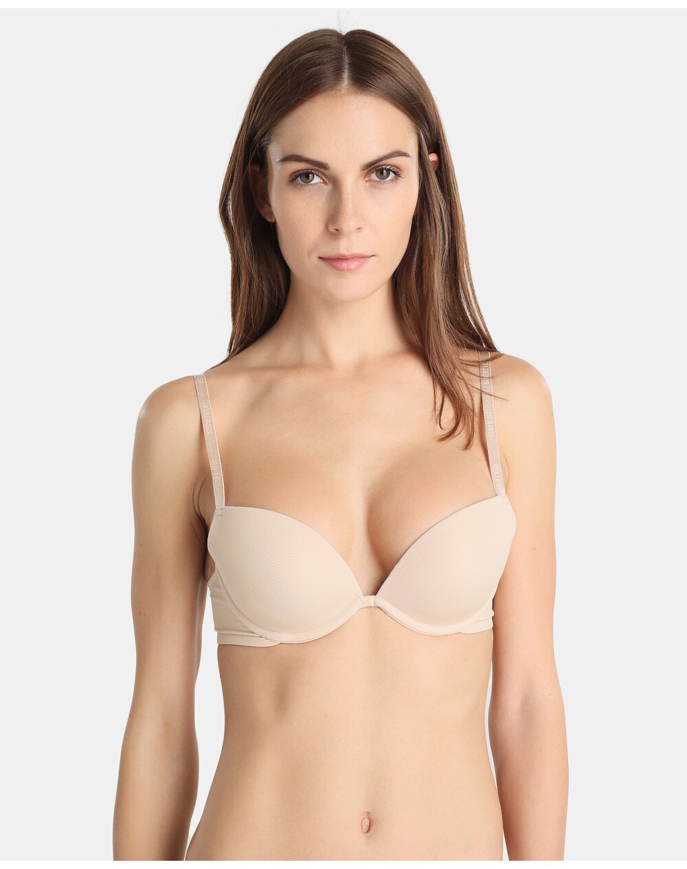 Guess Sensuality women's plain-coloured moulded push-up underwire bra, Black. thumbnail