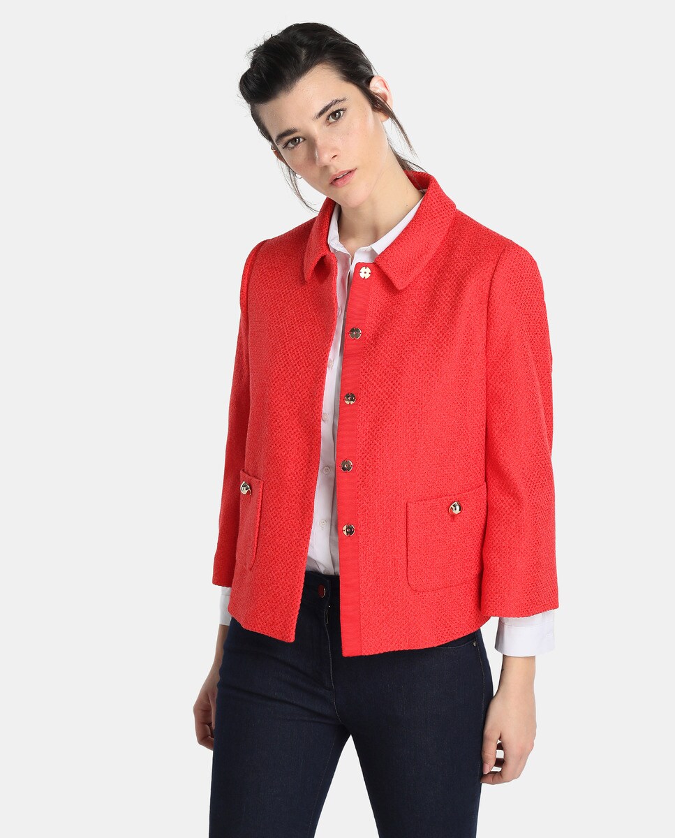 Chaqueta Roja De Mujer Petite Con Dos Bolsillos Petite Moda El