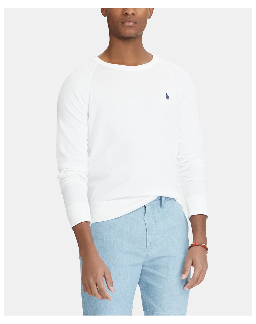 Polo Ralph Lauren men's white round neck sweatshirt, White. thumbnail