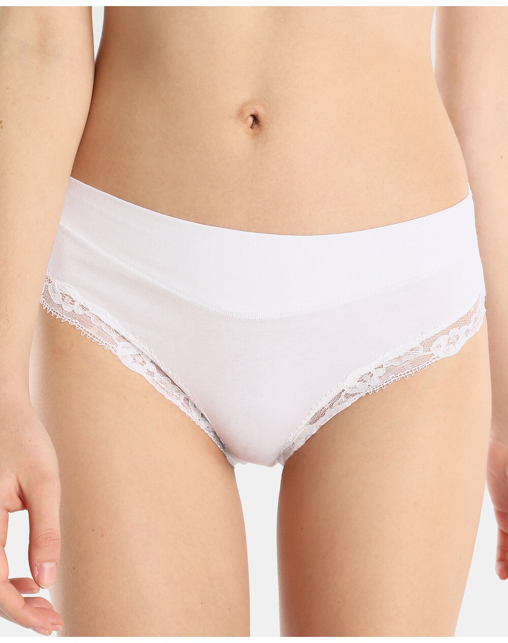 Pecado Original bikini briefs with lace on the leg, White. thumbnail