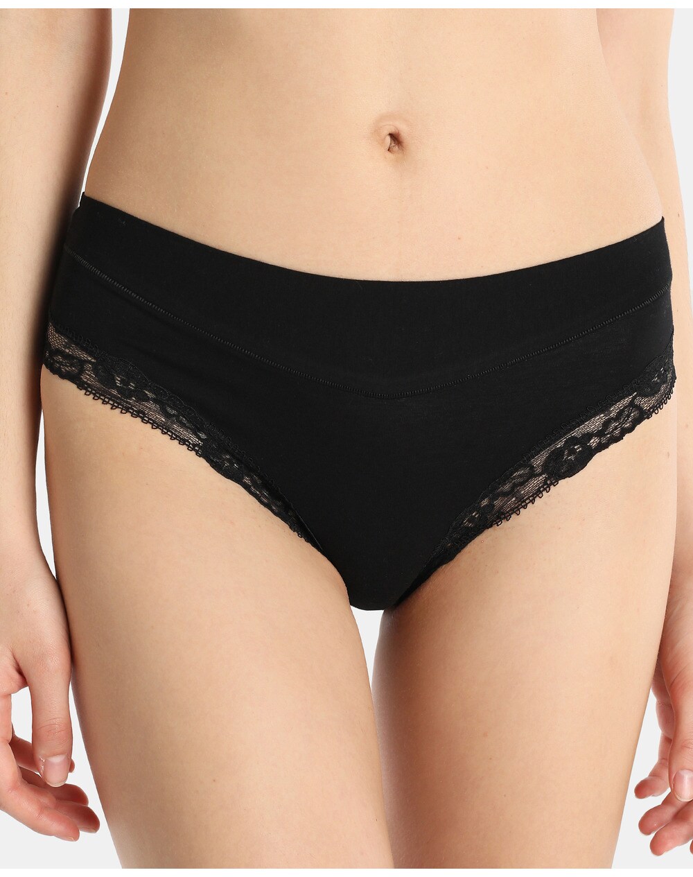Pecado Original bikini briefs with lace on the leg, Black. thumbnail