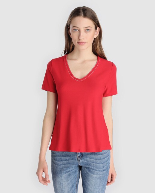 Guitare Mujer · Moda · El Corte Inglés Camiseta de mujer Guitare con manga corta y escote en .