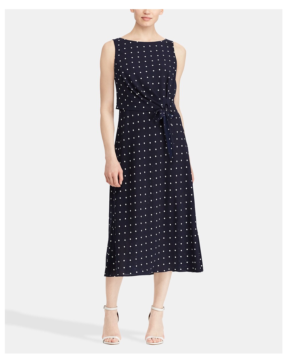Lauren Ralph Lauren women's polka dot midi dress, Navy blue. thumbnail