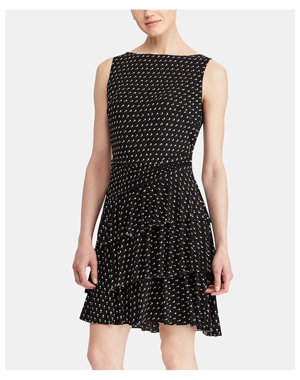 Lauren Ralph Lauren women's printed dress with frill, Black. thumbnail