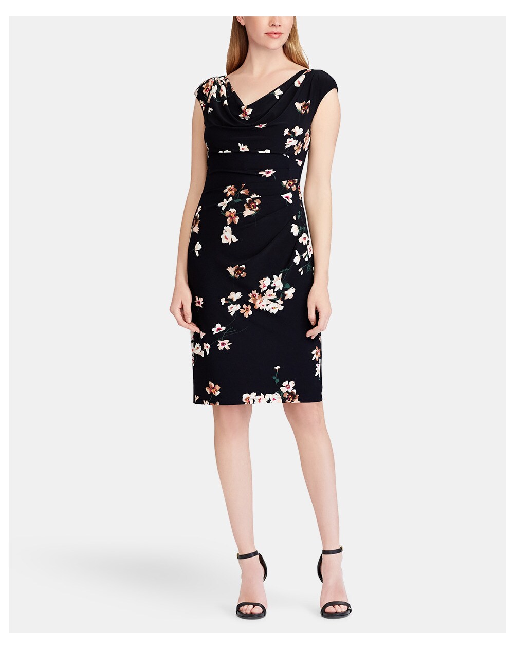 Lauren Ralph Lauren women's printed draped neck dress, Printed. thumbnail