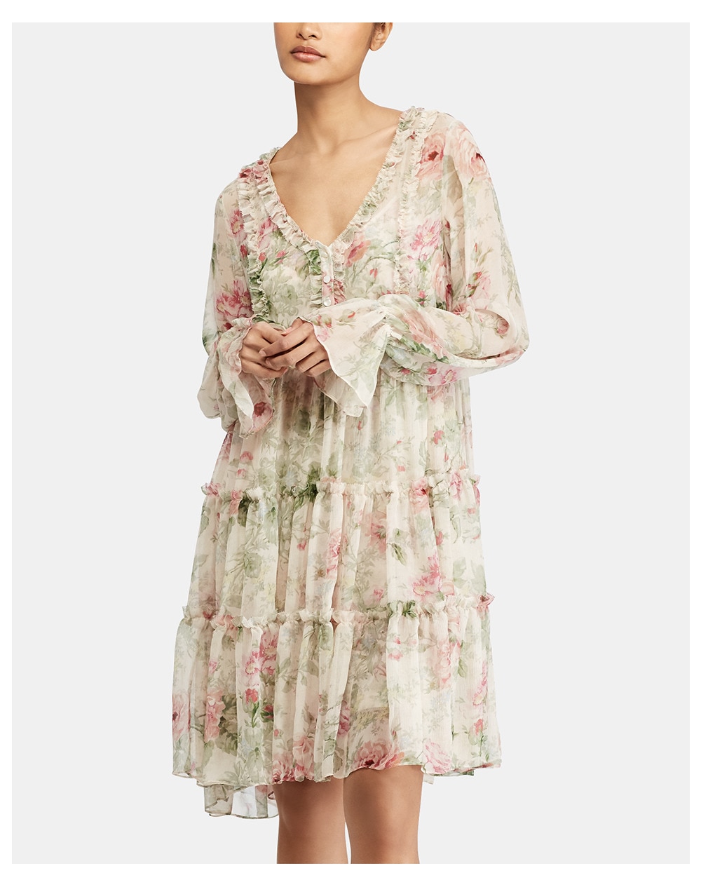Polo Ralph Lauren women's silk dress with frill, Printed. thumbnail