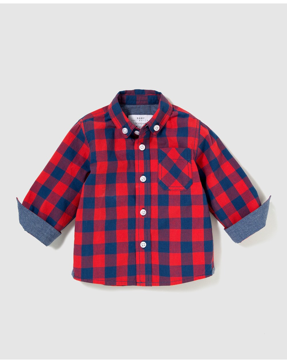 Brotes baby boys' red and blue checked shirt, Multicoloured. thumbnail