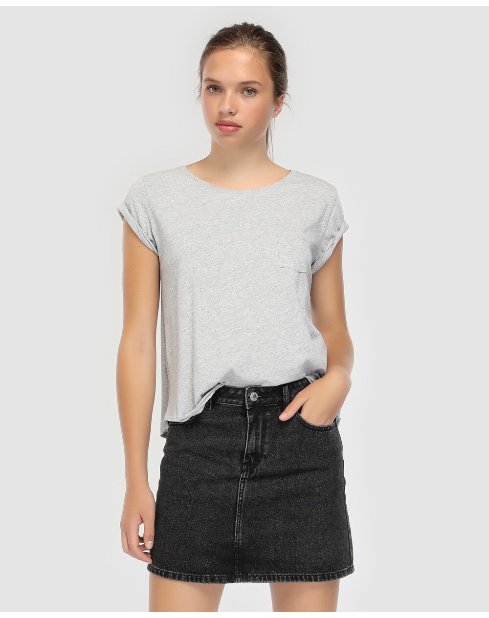 Green Coast women's basic denim skirt, Black. thumbnail