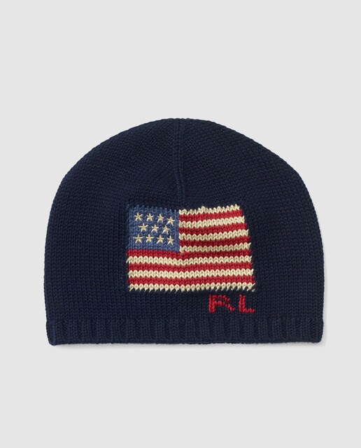 Gorro de malha de menino Polo Ralph Lauren azul-marinho Gorro de malha de menino Polo Ralph Lauren azul-marinho