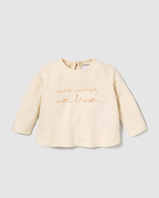 T-shirt de felpa de bebé menina Brotes cru T-shirt de felpa de bebé menina Brotes cru